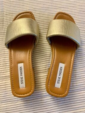 Steve Madden Metallic Gold Slide Mules